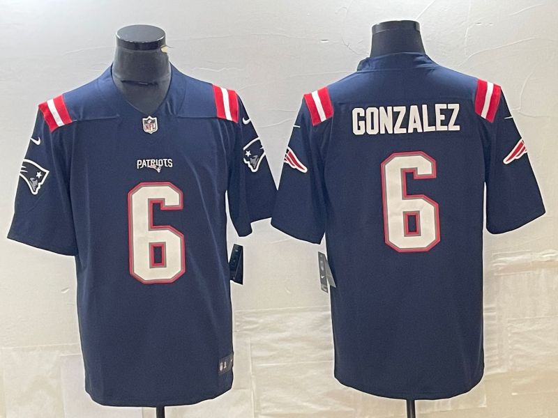 Men New England Patriots #6 Gonzalez Blue 2023 Nike Vapor Limited NFL Jersey->new england patriots->NFL Jersey